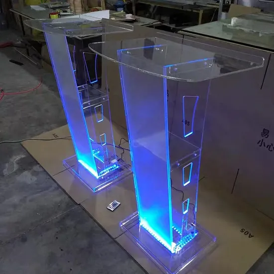 Transparent LED Lighting Acrylic Lectern Acrylic Platform Podium Pulpit