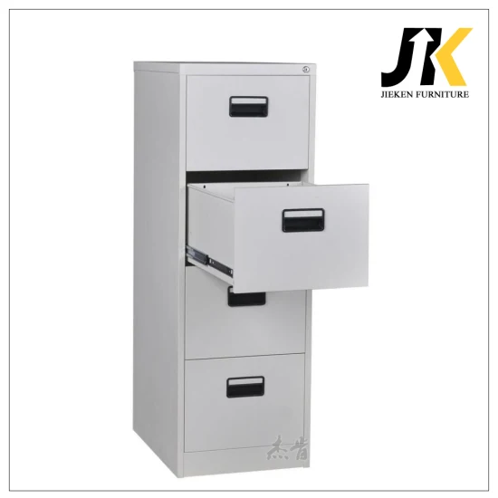 Office Furniture Desk Metal Vertical Filing 4 Drawer Lateral Steel File Cabinet (Light gray white and black)