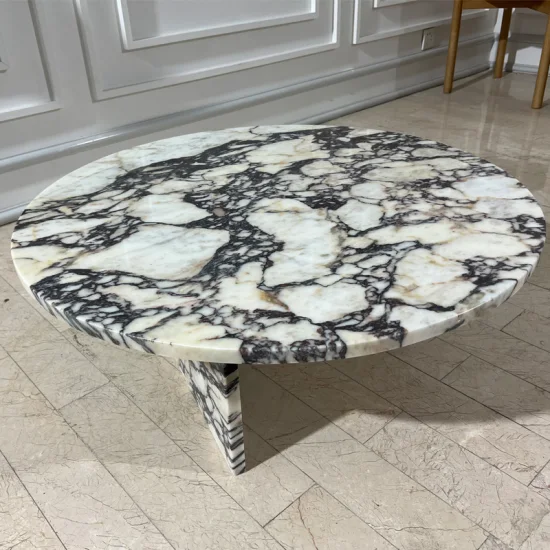 Modern Simple Travrtine Table Natural Marble Living Room Furniture Round Side Table Calacatta Viola Marble Coffee Table